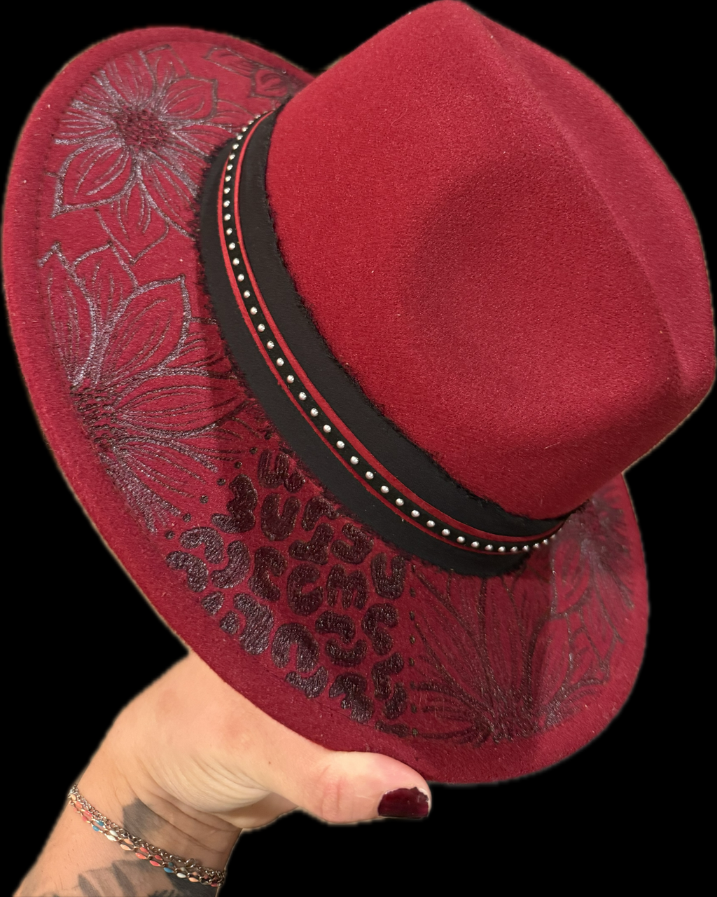Burned Small Brim Hat - Leopard Sunflower