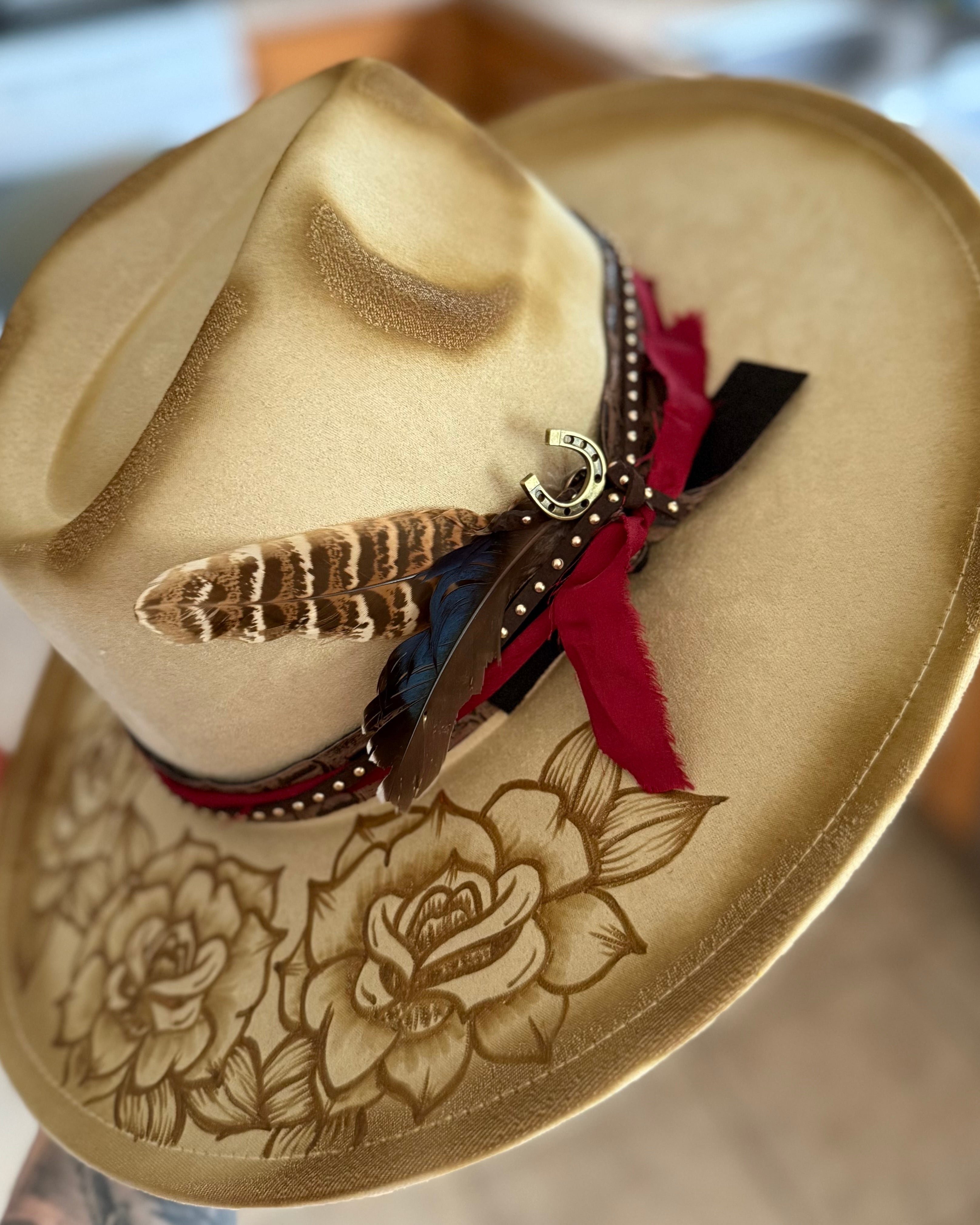 Burned Wide Brim Hat