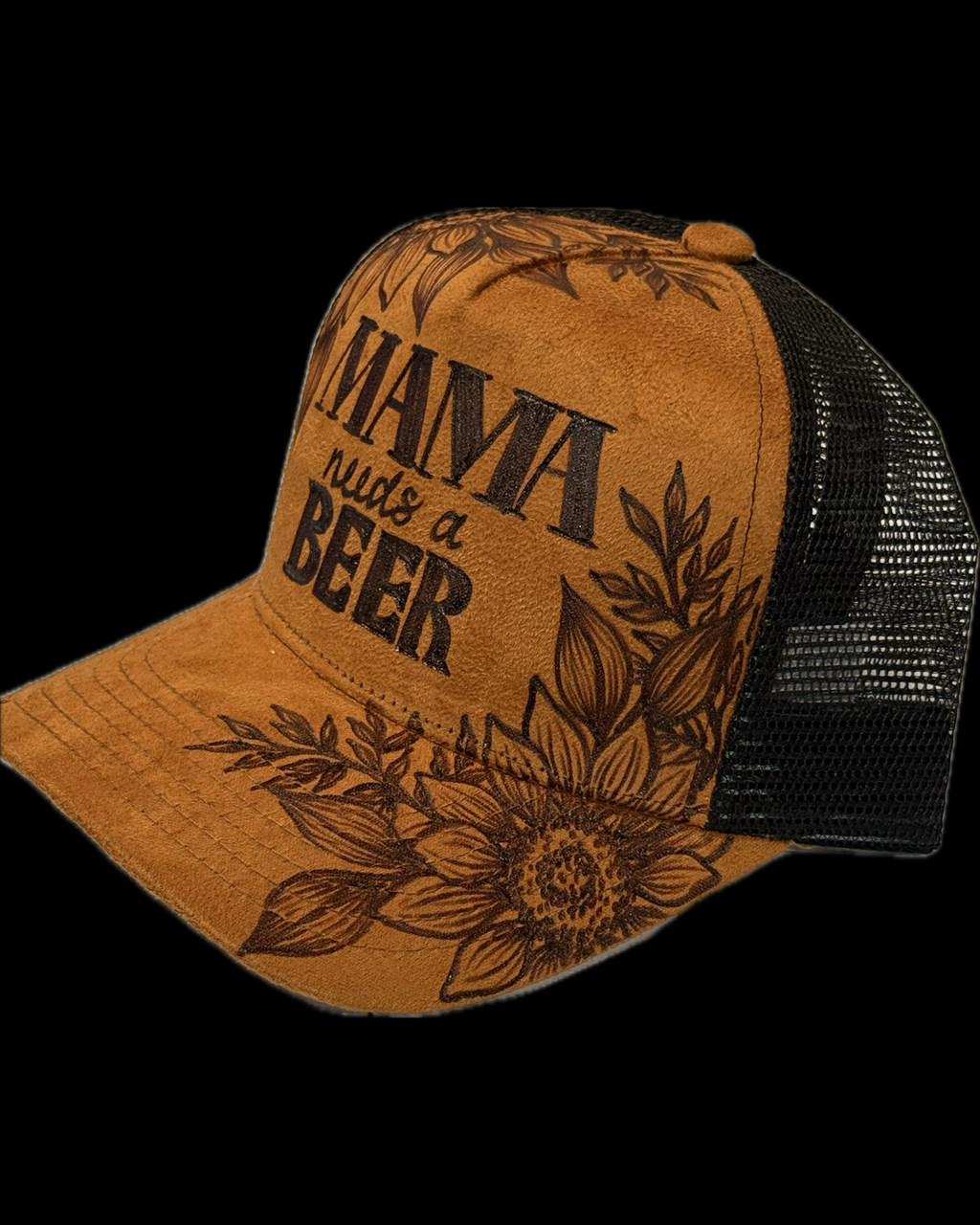 Burned Trucker Hat - Mama needs a beer