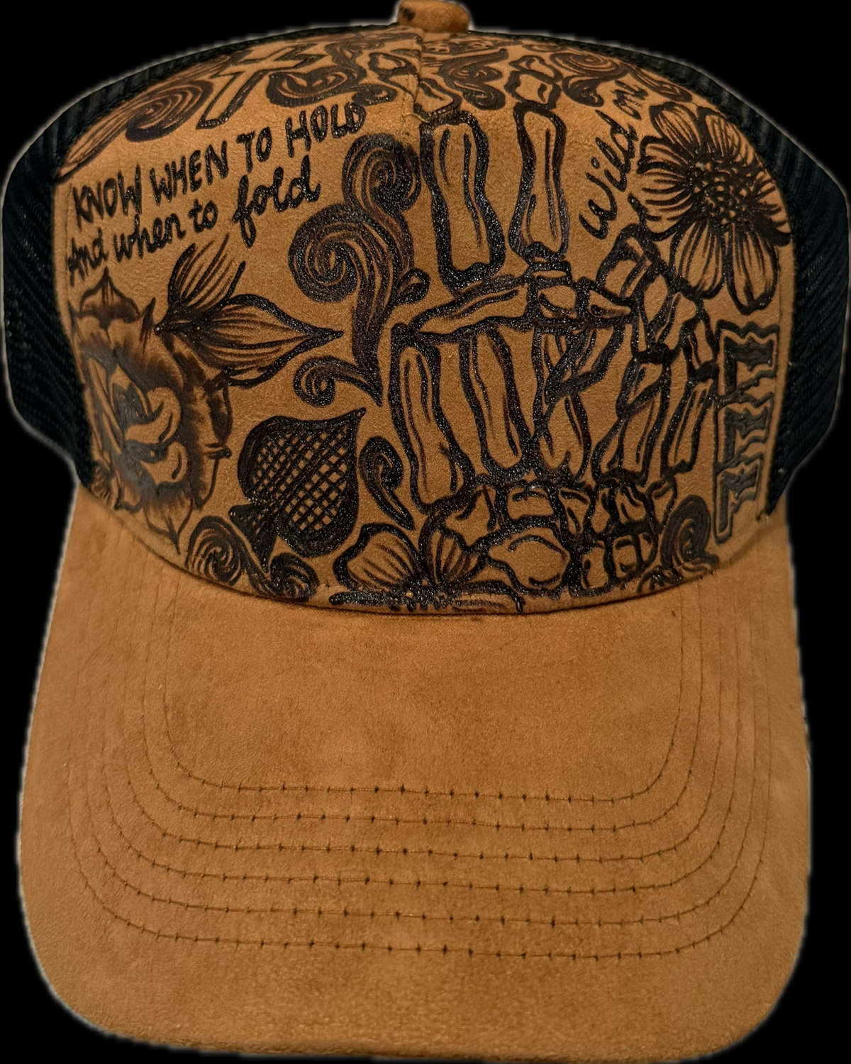 Burned Trucker Hat - Skeleton Hand